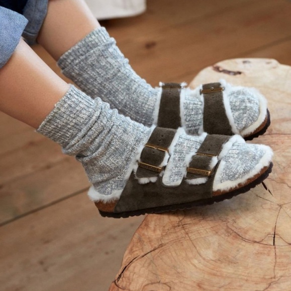 Birkenstock Arizona Forest Green Fur Sandals - Picture 2 of 8